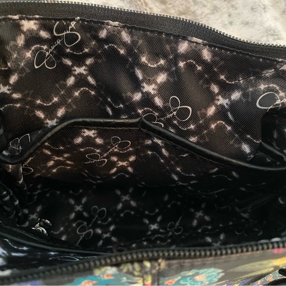 Jessica Simpson Black Floral Zipper Handbag - Picture 14 of 16